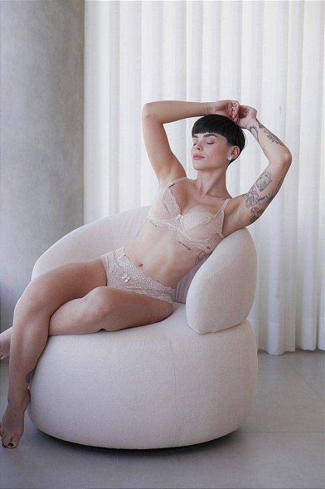 7030 CONJUNTO DE RENDA SEM BOJO COM ARO ALTO/ NUDE