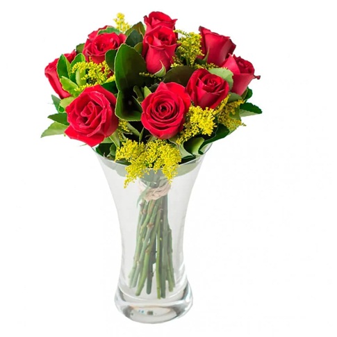 417 - Jarro com 10 rosas vermelhas