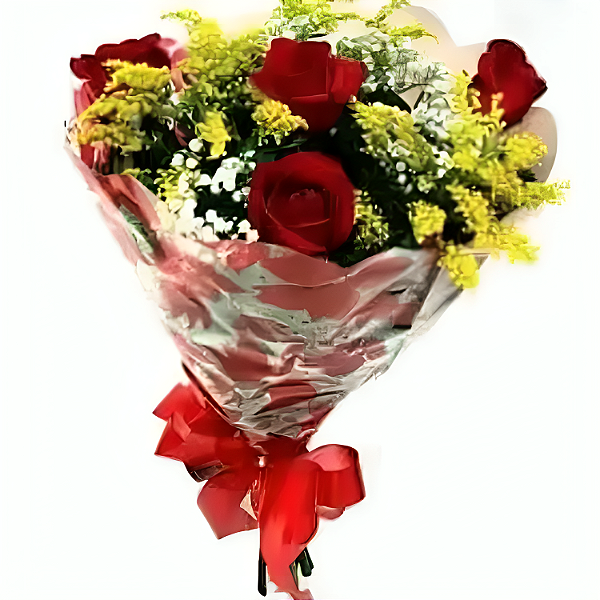 287 - Buquê com 4 rosas vermelhas