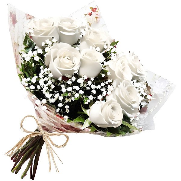 175 - Buquê de 12 rosas brancas classic