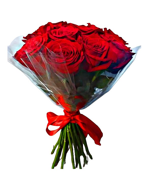 127 - Buquê slim de 15 rosas vermelhas