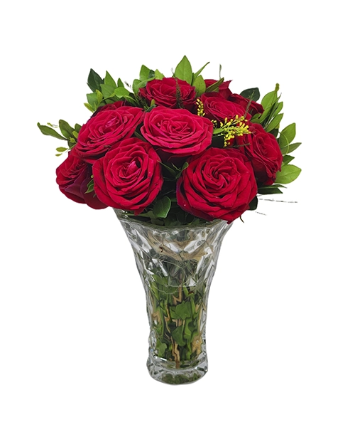 414 - Jarro de 12 rosas artificiais