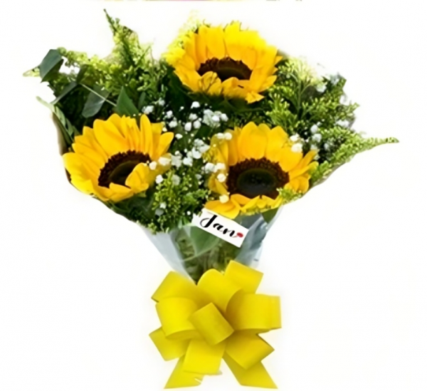 187 - Buquê com 3 Girassóis