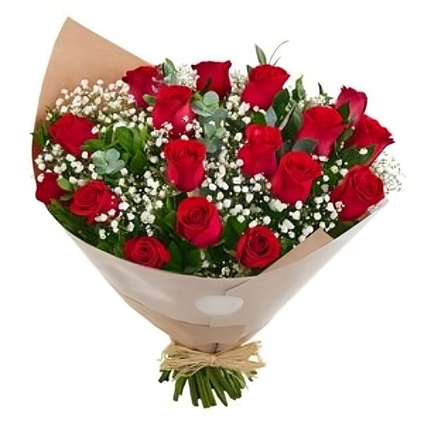 130 - Buquê de 24 rosas vermelhas