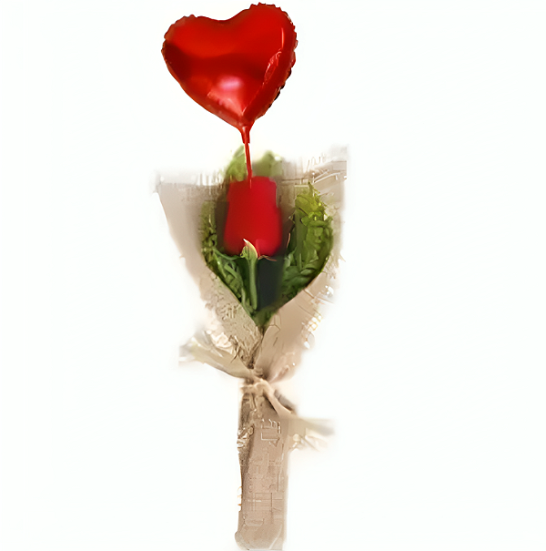 204 - Rosa na juta e balão coração