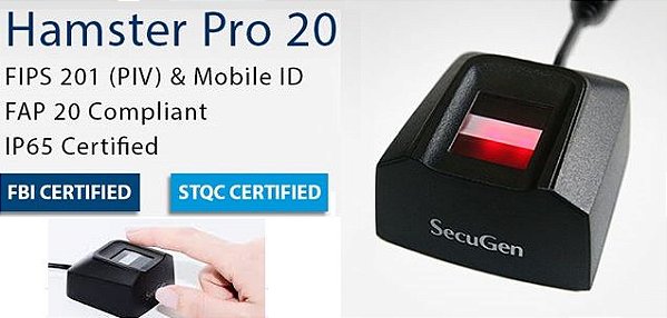 Leitor biométrico Hamster PRO20 interface USB