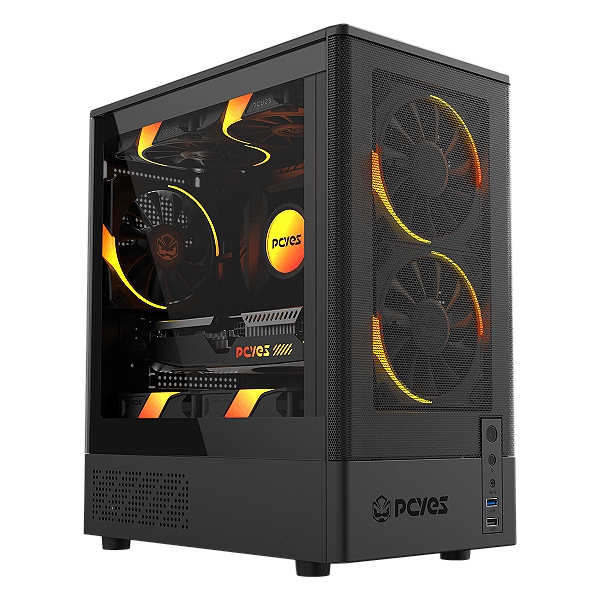 GABINETE GAMER KAURI BLACK VULCAN - LATERAL EM VIDRO - PCYES