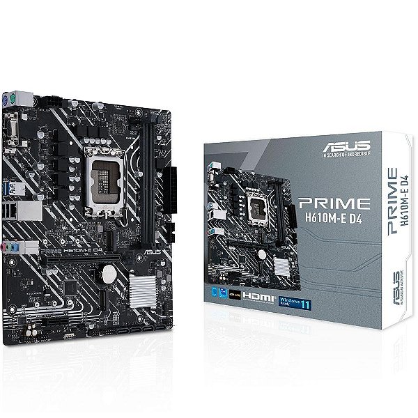 PLACA MAE (INTEL) ASUS PRIME H610M-E D4 DDR4 LGA1700 12° GERACAO - PRIME H610M-E D4
