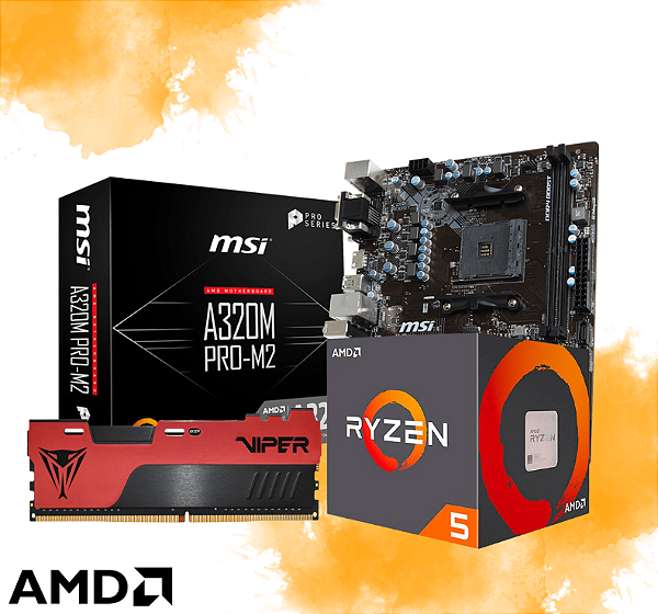 KIT UPGRADE PROCESSADOR AMD RYZEN 5 4600G + 16GB MEMÓRIA DDR4 + PLACA MÃE A320