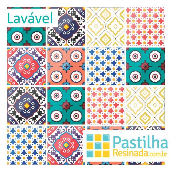 Azulejo Adesivo Frida Kit 18 peças - 20 X 20 CM