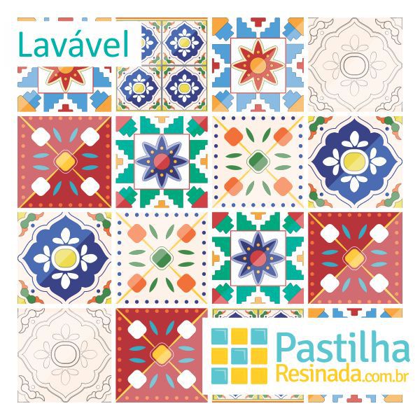 Azulejo Adesivo Varanda Mexicana Kit 18 peças - 10 X 10 CM