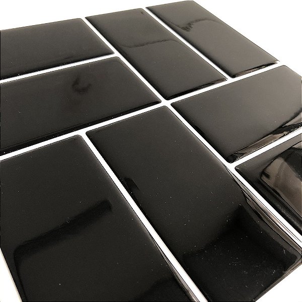 Azulejo Metrô Concept Black - Rejunte Branco - 1 Placa