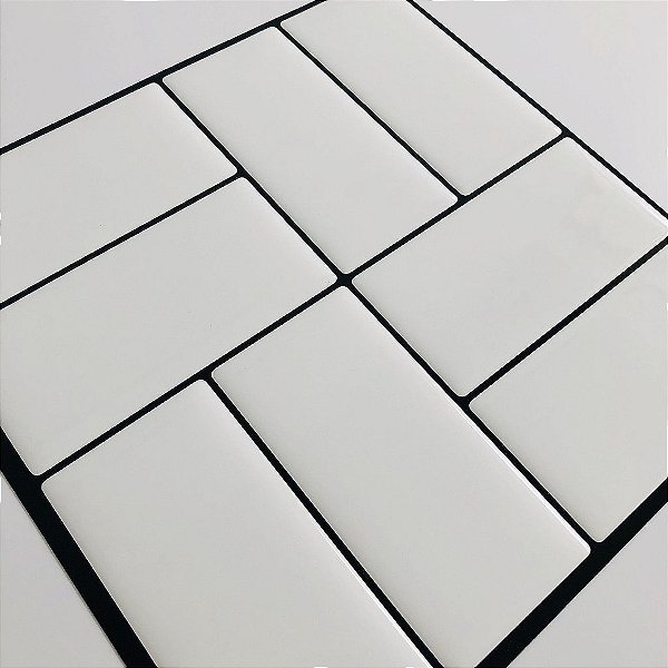 Azulejo Metrô Concept White - Rejunte Preto - 1 Placa