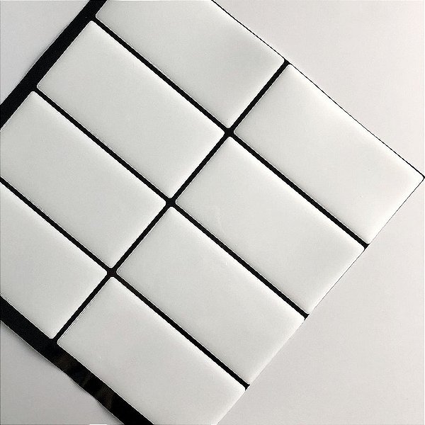 Azulejo Metrô Linea White - Rejunte Preto - 1 Placa