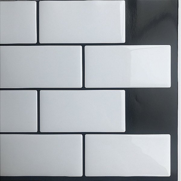 Azulejo Metrô White - Rejunte Preto - 1 Placa