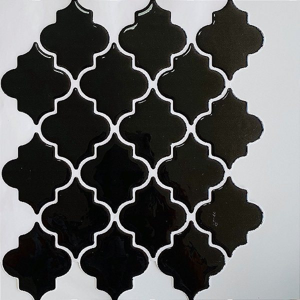 Pastilha Adesiva Resinada Bali Black - Rejunte Branco - 1 Placa