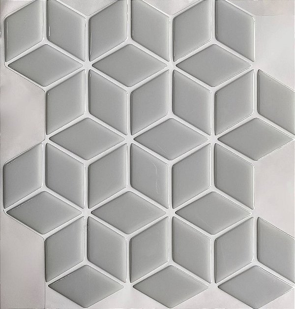 Pastilha Adesiva Resinada Cube Gray - Rejunte Branco - 1 Placa