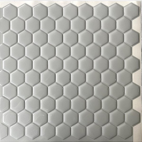 Pastilha Adesiva Resinada Hex Gray - Rejunte Cinza Médio - 1 Placa