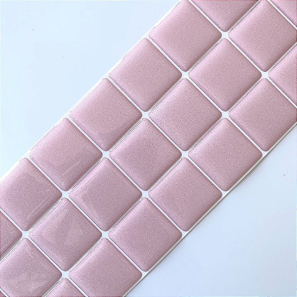 Pastilha Adesiva Resinada Ladrilho Faixa Rosa Millennial - Rejunte Branco - 1 Faixa