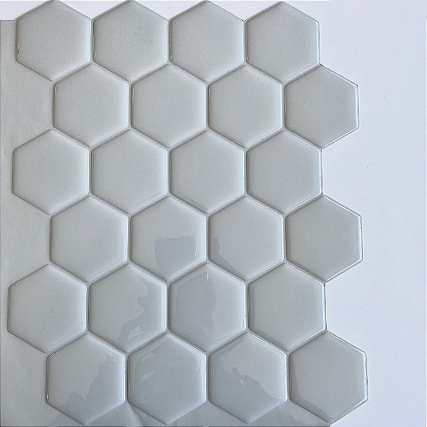 Pastilha Adesiva Resinada Large Hex Gray - Rejunte Cinza Médio - 1 Placa