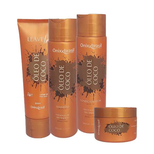 Kit Óleo de Coco -  Shampoo + Condicionador + Leave in + Máscara