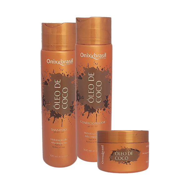 Kit Óleo de Coco - Shampoo 300ml + Condicionador 300ml + Máscara 250g | Alto poder de Hidratação