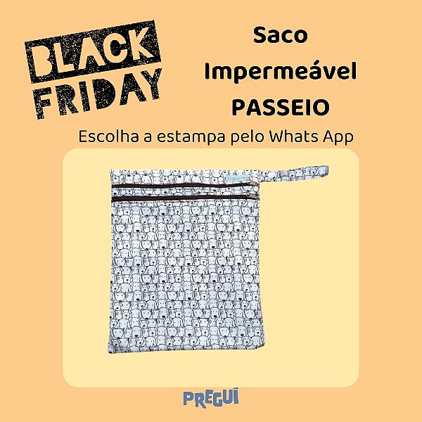 Saco Impermeável para passeio com bolso - Escolher a estampa pelo whats app