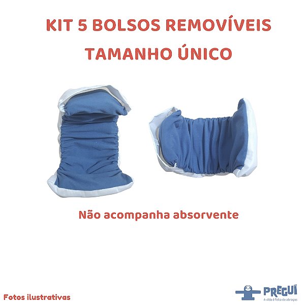 Kit 5 Bolsos Removíveis Tam U