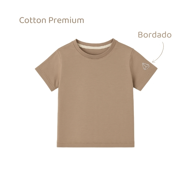 Camiseta Bordada Barco - Cáqui