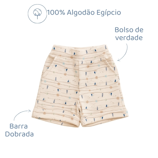 Bermuda Algodão Egípcio - Barco Bege