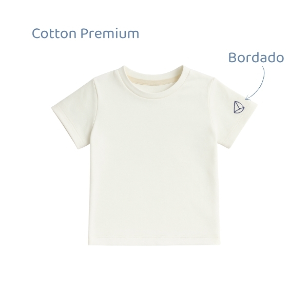 Camiseta Bordada Barco - Off White