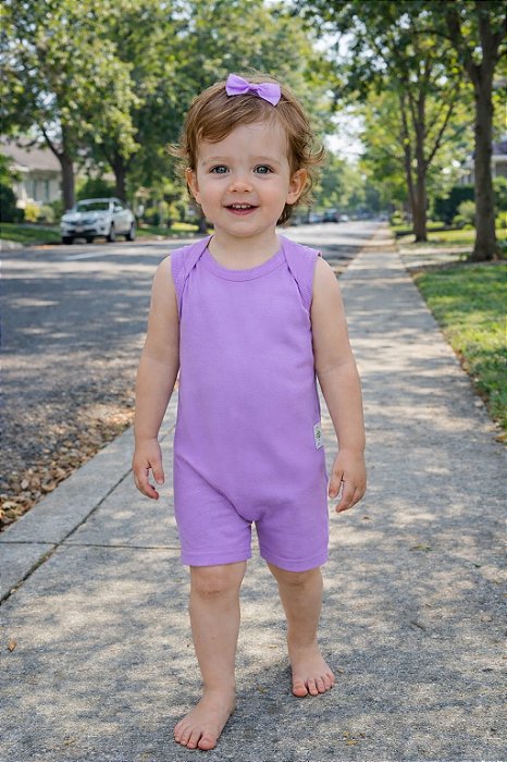 Macaquinho Verão sem Zíper sem Botões - Lilás