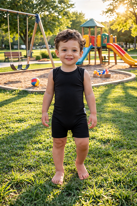 Macaquinho Verão sem Zíper sem Botões - Preto