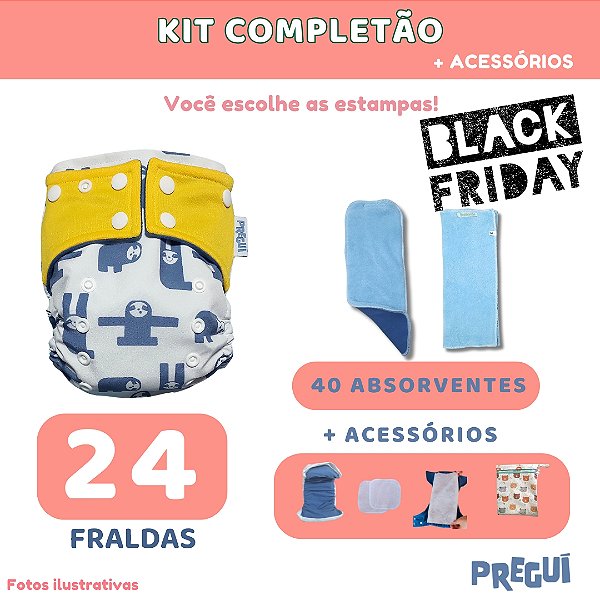 Kit Completão 24 Fraldas + acessórios