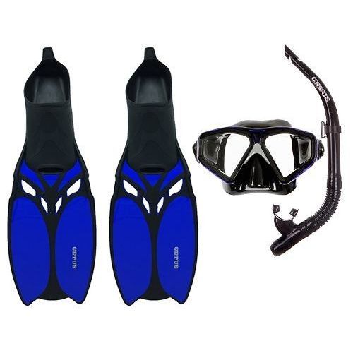 Kit De Mergulho Azul Mascara Snorkel Nadadeira - Cetus | Produtos Náuticos