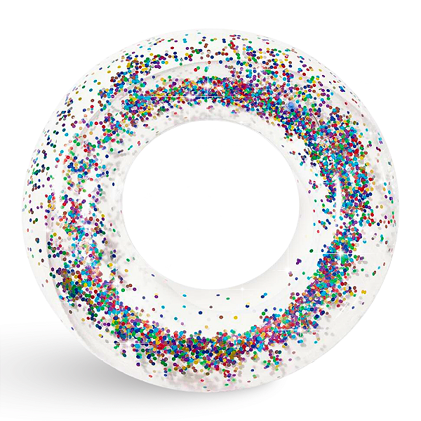 Boia Circular C/ Glitter Inflável Transparente Mor | Produtos Náuticos