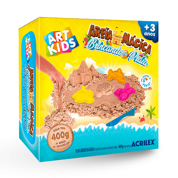 Kit Areia Mágica Cinética Brincando Na Praia 400g - Acrilex | Produtos Náuticos