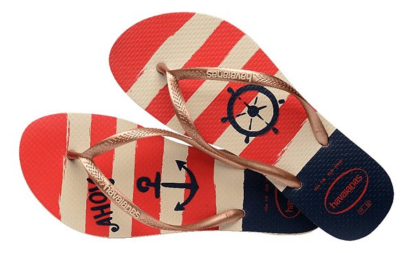 Chinelo Havaianas Feminino Slim Tira Fina Nautical Praia
