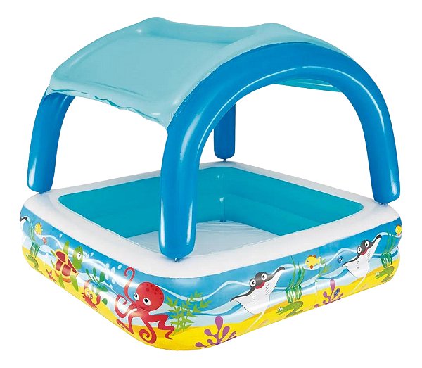 Piscina Inflável Com Cobertura Amigos Do Mar Mor 330L