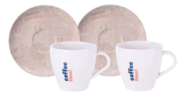 Jogo Xícara e Pires Tramontina Groovy Breakfast 200ml 4peças