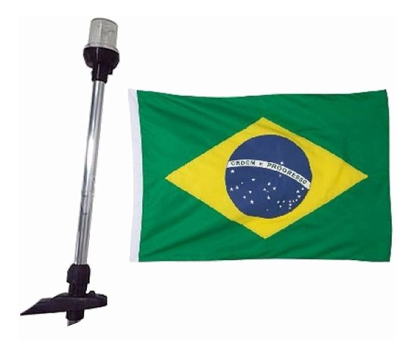Mastro De Alcançado Popa Luz Led 12v Com Bandeira Do Brasil | Produtos Náuticos