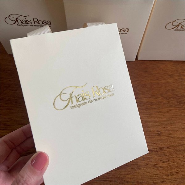 Sacola Marfim Personalizada Hotstamp 14 X 10 X 4 cm