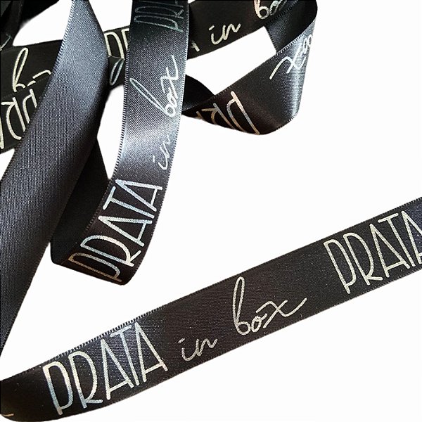 Fita de Cetim Preta Personalizada Hotstamping