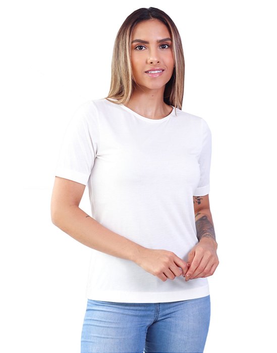 T-Shirt Modal Gola Careca Magnolia Off Talco