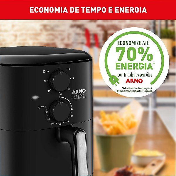 Fritadeira sem óleo Air Fryer Arno Essential Max 5L Preta AFE5
