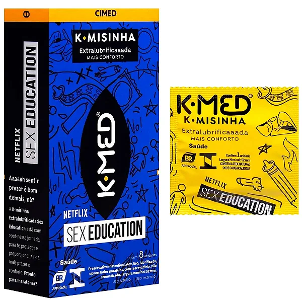 Preservativos K-Misinha Tradicional Sex Education com 8 Unidades