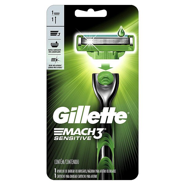 Aparelho de Barbear Gillette Mach3 Sensitive