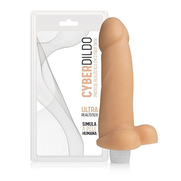 Prótese em Cyber Skin DR2 com vibro e escroto - 19x4cm