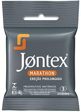 Conjunto de 3 Preservativos Lubrificados Marathon Ereção Prolongada, Jontex