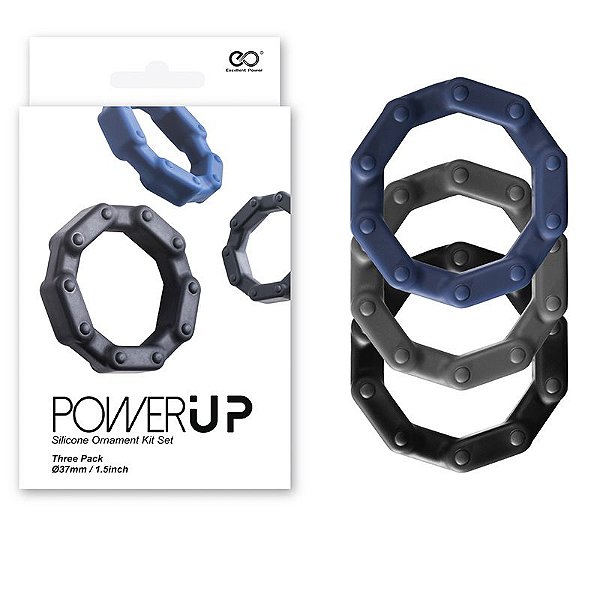 Power Up - Kit de anéis penianos de silicone - 3 unidades